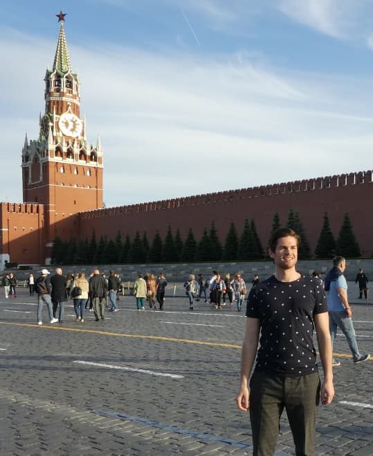 Founder of viaRussian Lukas in red square